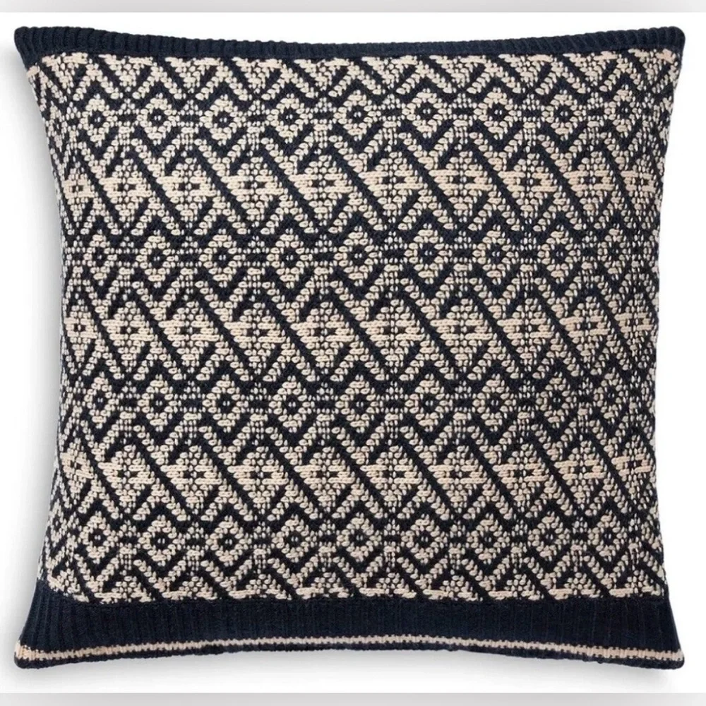 $255 NEW RALPH LAUREN HOME THROW PILLOW KNIT SWEATER BLUE CREAM FEATHER FILL
